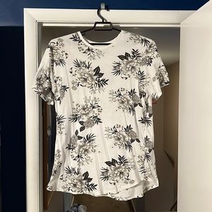 White + grey flower pattern shirt - pacsun